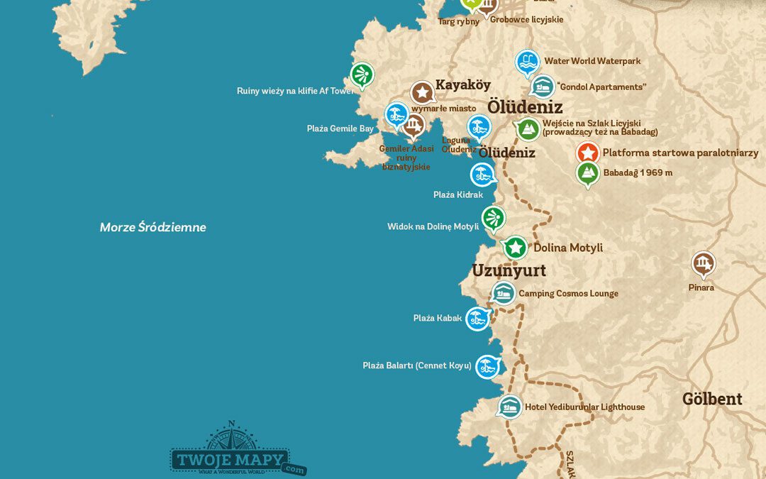 Mapka atrakcji okolic Oludeniz (do pobrania)