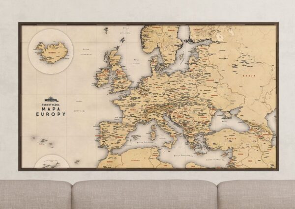 Mapa Europy bezowa pozioma szersza main