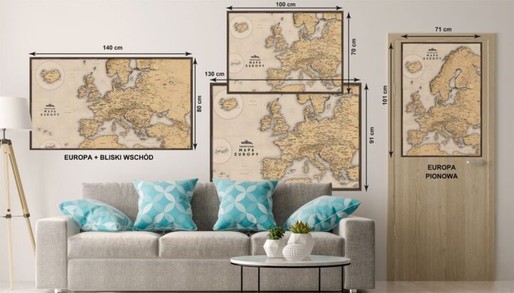 Mapa Europy bezowa wymiary 1