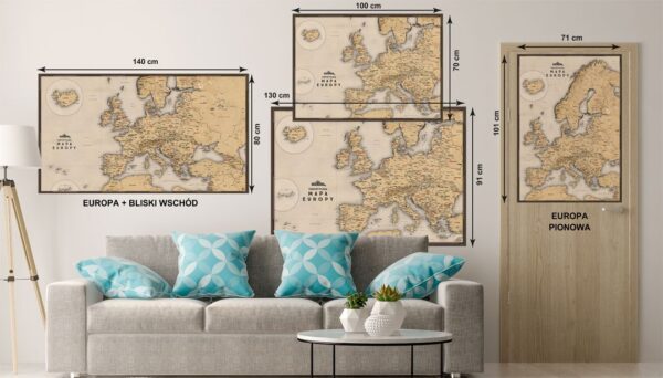 Mapa Europy bezowa wymiary