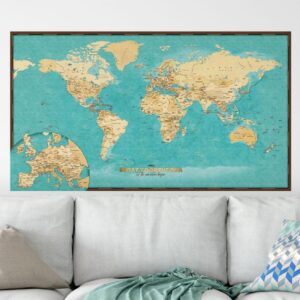 Turystyczna Mapa Świata (turkusowa)