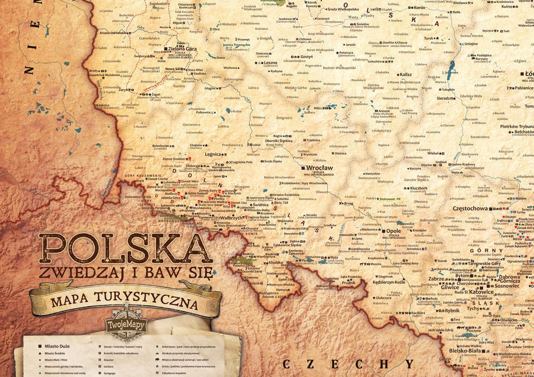 Turystyczna Mapa Polski plakat Twoje Mapy Turystyczna Mapa Polski plakat Twoje Mapy