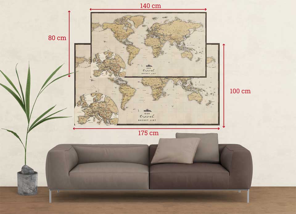 Wielka Turystyczna Mapa Świata (beżowa)