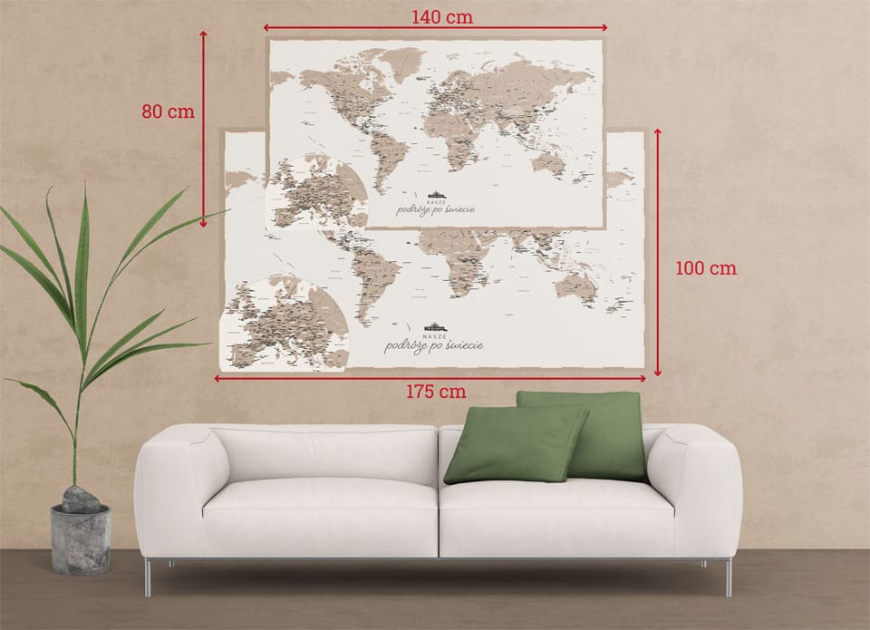 Wielka Turystyczna Mapa Świata (pastelowa)