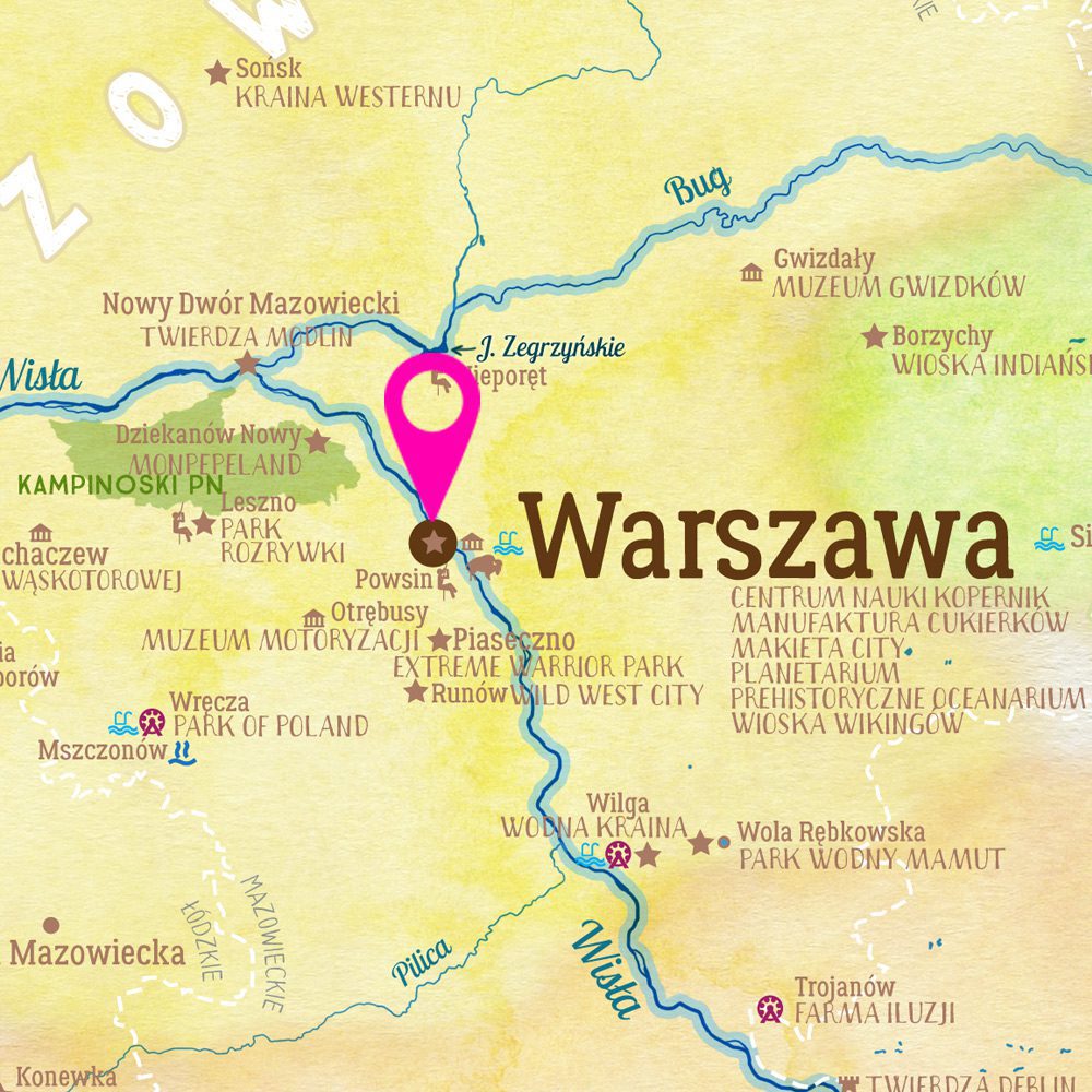 Mapa Polski dla dzieci -> Warszawa