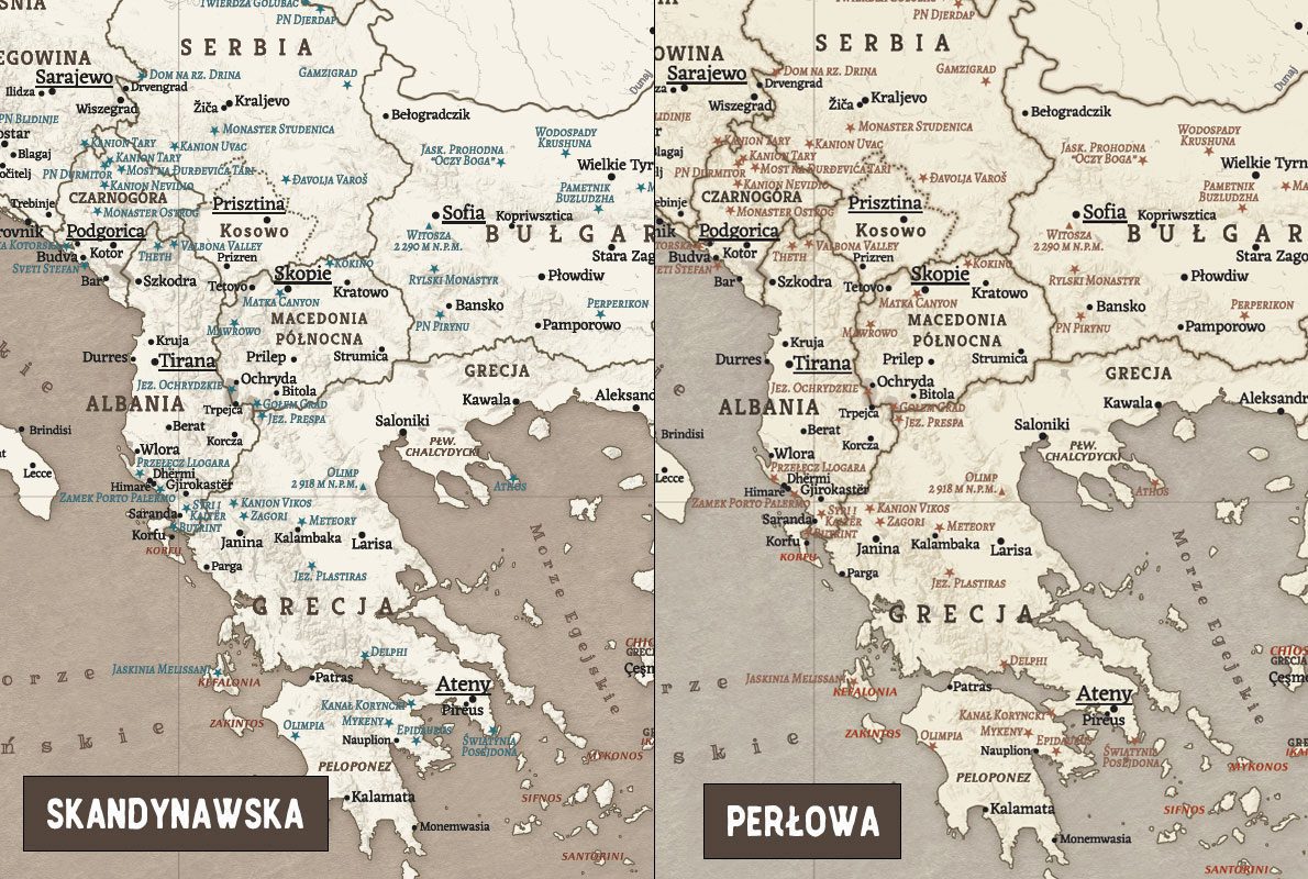 Porównanie Mapy Europy "perłowej" i "skandynawskiej"