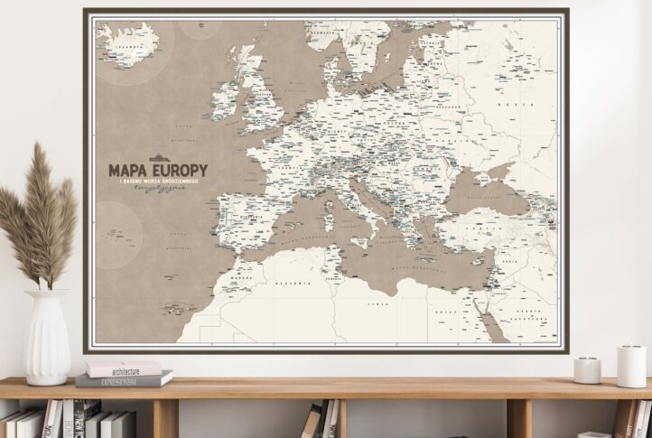 Mapa Europy i basenu Morza Śródziemnego - fragment