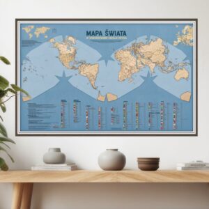Mapa świata na ścianę - Cahilla-Keyesa niebiesko-beżowa