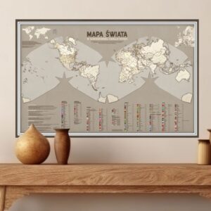 Mapa świata na ścianę - Cahilla-Keyesa perłowa
