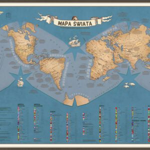 Mapa świata na ścianę dla dzieci, edukacyjna