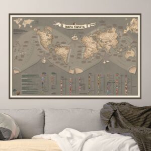 Mapa świata na ścianę dla dzieci - przygodowa