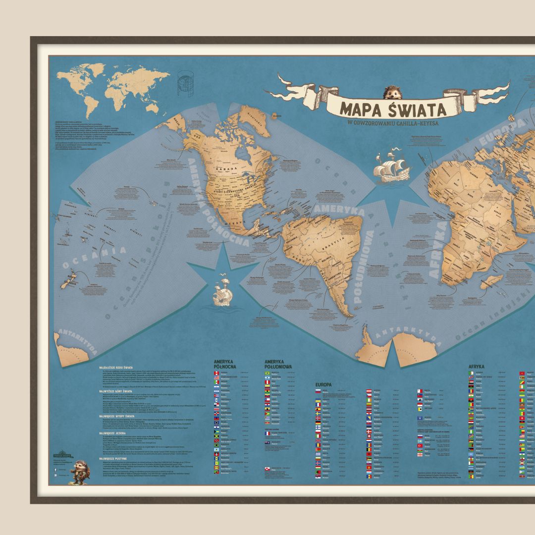 Mapa świata dla dzieci - ścienna, edukacyjna, duża
