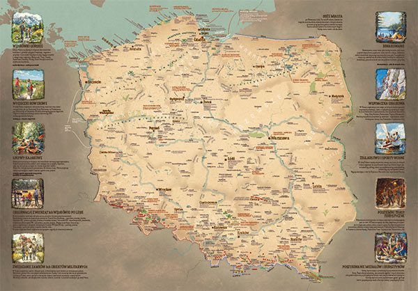 Mapa Polski ścienna – edukacyjna i turystyczna, podgląd