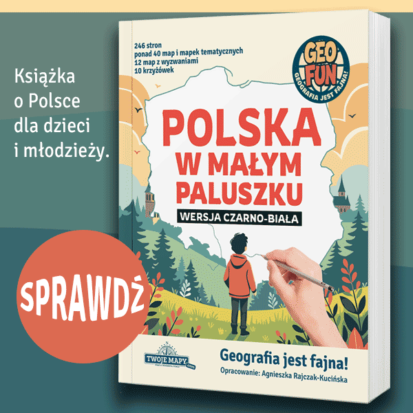 Okładka książki o geografii Polski "POLSKA w małym paluszku"