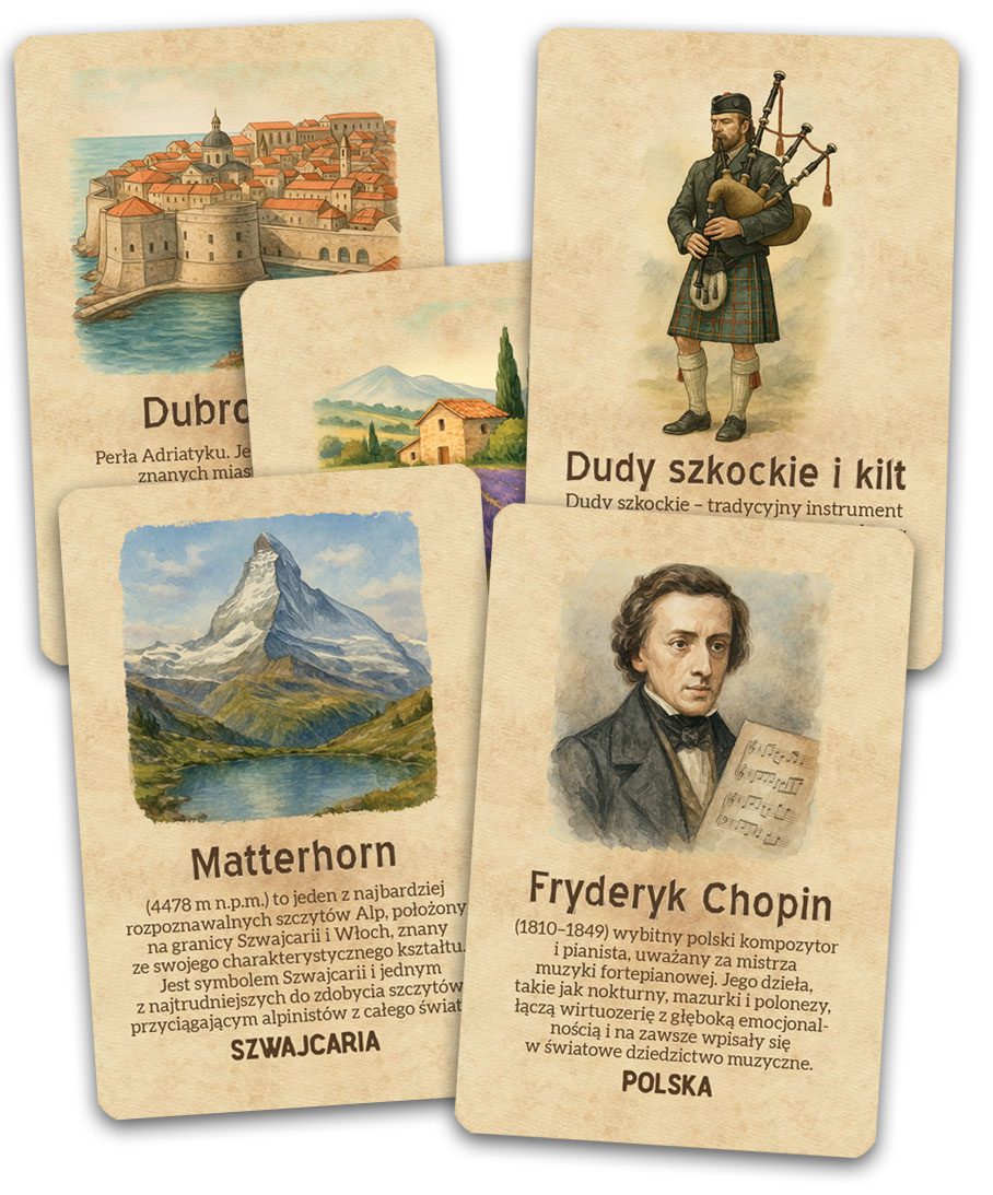 Karty gry geograficznej "Boso Przez Europę" Karty gry geograficznej "Boso Przez Europę"