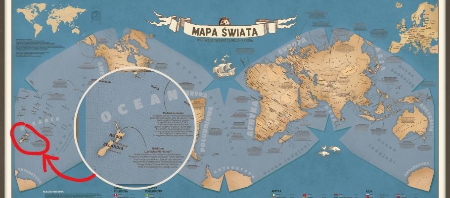 Palcem po mapie: Hobbiton – Nowa Zelandia i świat Hobbitów 1 nowa zelandia hobbiton na mapie swiata dla dzieci