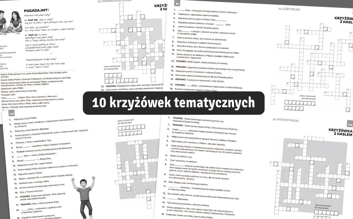 POLSKA w małym paluszku - nauka geografii przez zabawę 10 Wnętrze książki „Polska w małym paluszku” – krzyżówki geograficzne